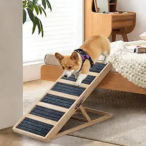 Dog Ramp for Bed, Foldable 4 Height Adjustable from 16" to 24" Pet Ramp for Couch, Small to Large Dog Bed Couch Car Stairs Ramp for Dog Get on Bed Truck SUV Up to 132LBS