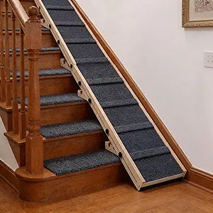 Dog Ramp for Stairs â€“ 36Ã—14 inch Wooden Adjustable Pet Ramp for Small & Medium Dogs, Nonslip Folding Dog Stair Ramp with Safety Carpet Surface for Indoor Steps and Home Use (2, 36 '' Ã— 14 '')