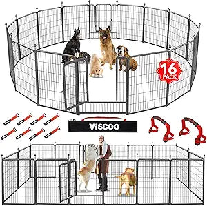 Dog Playpen Outdoor, 16 Panels 40" High Metal Dog Fence with Gate, Pet Fence for Large/Small Dogs, Portable Dog Fence for RV Camping, Yard