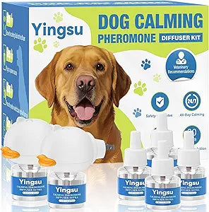 Dog Calming Diffuser, 8 in 1 Puppy Pheromones Calming Diffuser, Relaxing Pheromone for Dogs Relief Stress Anxiety Reduce Aggression Barking, Help Train Dog to Pee, 2 Diffuser 6 Refill(48ml)