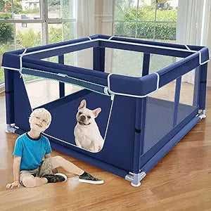 42x42 Inches Puppy Playpen with Gate, Dog Playpen for Puppies or Small Dogs, DogFence Pet Playpen for Indoor & Outdoor, Sturdy Safety DogPen with Thickened Fabric, High-Strength Nylon Wire Mesh