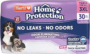 Hartz Home Protection Super Absorbent Odor Eliminating Lavender Scented No Leak Dog Pads, 3XL 30 Count