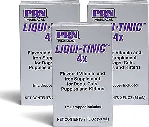 PRN Pharmacal Liqui-Tinic 4X - Iron & Vitamins Oral Nutritional Supplement for Pets- Liver-Flavored Supplement with Iron & B-Complex Vitamins to Support Wellness - 2 fl oz (3 Pack)
