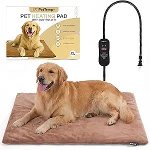 Large Dog Heating Pad & Heated Pet Bed for Big Dogs and Multiple Pets, Waterproof Pet Heating Pad with 5 Adjustable Heat Settings, Timer, Auto Shut-Off and Chew Resistant Cord, 31.8'' x 23.8''