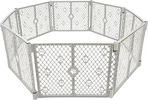 MyPet 8-Panel Paws Petyard, Gray Dog Playpen, Durable & UV-Resistant Puppy Playpen, Indoor/Outdoor Portable Dog Pen, Adjustable for Your Pet's Comfort, Friendly Design for Happy Pets