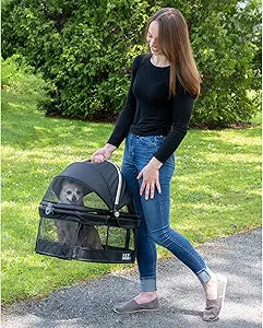 Pet Gear No-Zip View 360 Pet Safety Carrier & Car Seat for Small Dogs & Cats Push Button Entry, View 360 20-inch, Onyx