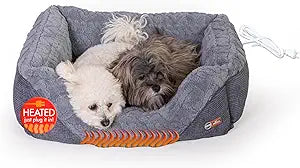K&H Pet Products Thermo-Pet Lounge Sleeper Indoor Heated Pet Bed for Dogs & Cats, Bolstered Warm Calming Pillow Bed for Multiple or Large Cats, Machine Washable, Safety Listed - Medium 30.5 X 24.5in