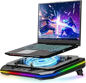 MOUNTUP RGB Laptop Cooling Pad for 13-19 Inch, Max 3500RPM Gaming Laptop Cooler, Cooling Pad Stand with Touch Switch to Control Speed, Laptop Fan Cooling Pad with Powerful 4.72 Inch Turbo Fan