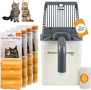Neater Pet Brands Neater Scooper XL Cat Litter Scoop, 195 Refill Bags â€“ Extra-Large Capacity Mess-Free Cat Litter Scooper with Bag for Large & Multiple Cats, Spill-Proof Litter Box Scooper with Holder