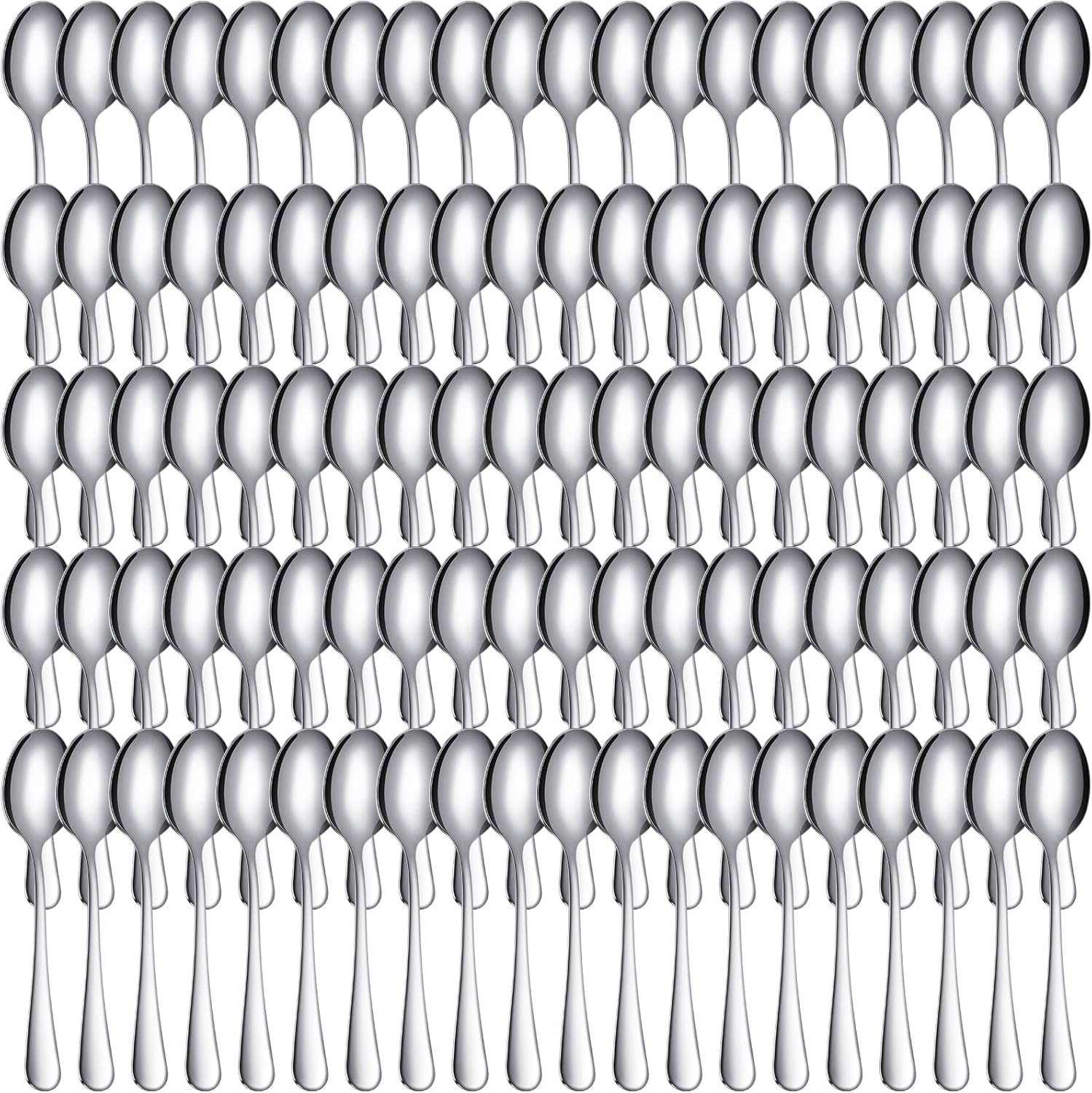 100 Pcs Demitasse Espresso Spoons Stainless Steel Bulk, 4.33'' Small Mini Coffee Tasting Dessert Spoons for Kitchen Dessert, Tea, Appetizer, 1.18'' Wide(Classic Style,Silver)