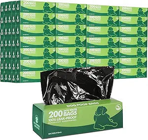 Sherr 60 Rolls Dog Poop Waste Bags 12000 Count Unscented Dog Trash Leak Proof Pet Doggie Thick Plastic Bag for Home Park Outdoor Travel Pet Supplies, Black
