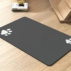 PADOOR Pet Feeding Mat-Absorbent Dog Mat for Food and Water Bowl-No Stains Quick Dry Water Dispenser Mat-Dog Accessories Pet Supplies-Bowl for Messy Drinkersï¼ˆDarkgrey,17"x28"ï¼‰