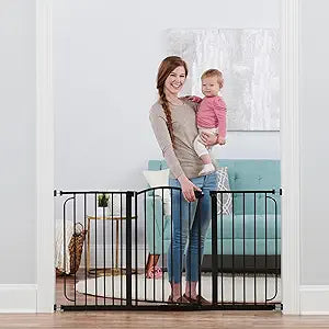 Regalo Safety 58" Extra Wide Arch Baby Gate with Door, Pressure Mount Walk Through Gate for Doorways & Bottom of Stairs, Babies, Toddlers & Pets, Tested & Trusted, American Designed, Family Owned