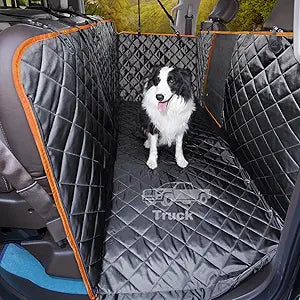 iBuddy Floor Truck Seat Cover for Dogs with Flip Up Rear Seats Truck Pet Hammock Protects Vehicle from Hair, Scratches and Dirt, Back Seat Cover Fits Full Size Pickup Truck Ford F150 F250 Silverado