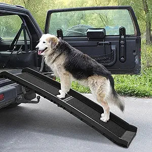 COZIWOW Folding Dog Ramps, 62â€L Portable Pet Ramp for Large Dogs SUV,Cars,Lightweight Cat Ramp Non-Skid Surface Steps for High Bed,Stairs,Couch-Easy Storage(Black, 62" L)