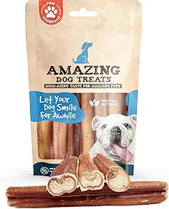 Amazing Dog Treats 12 Inch Bully Sticks (Extra Thick/Jumbo - 10 Count) Bully Sticks for Medium and Large Dogs