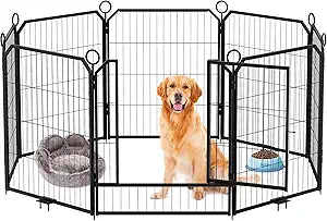 Dog Playpen 32 Inch, 8 Panels Puppy Pen, Heavy Duty Large Dog Exercise Pen with Lockable Gate, Metal Pet Fence for Outdoor Indoor Backyard Home