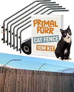Cat Fence Outdoor Barrier - Top of Fence Height Extender Solution for Pets - Wall Topper â€“ Invisible Solution for Small Dogs - Cat proofing Fence Extension - Catio (10m / 33ft)