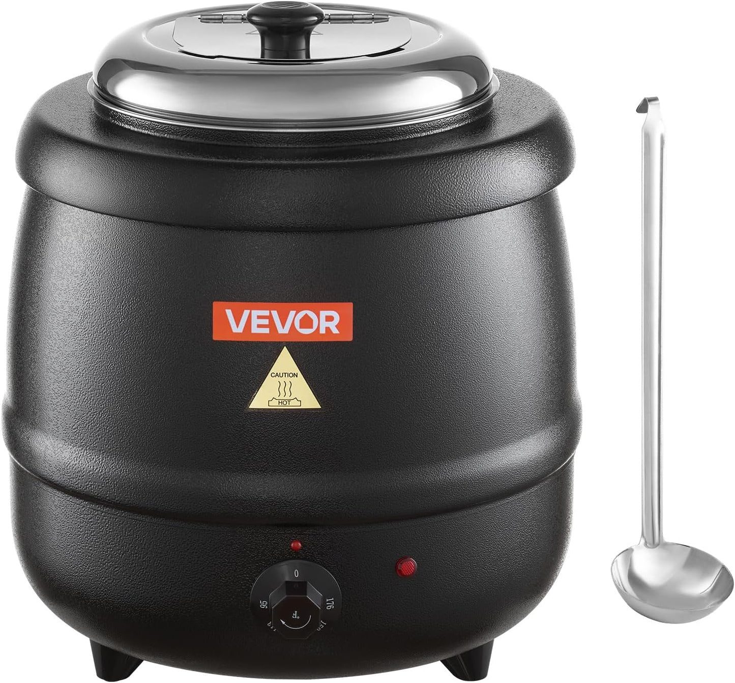 VEVOR Electric Soup Warmer, 10QT Commercial Soup Kettle with 304 Stainless Steel Detachable Insert Pot, 95~176°F Adjustable Temperature, Soup Station for Restaurant and Big Family, Black