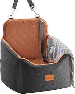 Dog Car Seat for Small Dog with Washable Mat, Memory Foam Booster Seat for Dogs Under 30lb, Elevated Pet Seat with Pockets, Anti-Slip Bed for Car, Perfect for Front & Back Seats with Safety Leash