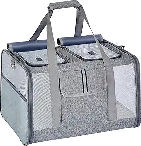 Cat Carrier for 2 Cats, Large Soft-Sided Pet Travel Carrier, Dual Compartments, Privacy Protection, Dog Carrier for Small/Medium Dogs, Home & Outdoor Use