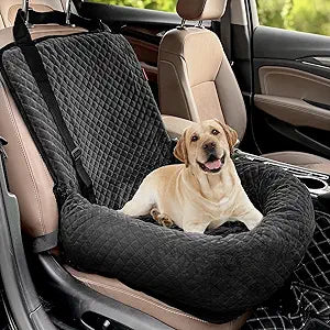 Dog Car Seat for Small Medium Dogs,Detachable Washable Travel Safety Pet Booster Seat, Comfy Ultra Soft and Multifunctional Car Travel Bed,Black