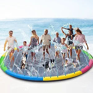 15 ft Giant Inflatable Splash Pad Extra Large 180" 2025 Update Non Slip Pad for Adults Large Dogs Pets Giant Thicken Sprinkler Pool Summer Outdoor Fun Backyard Fountain Play Mat (Bright Style)