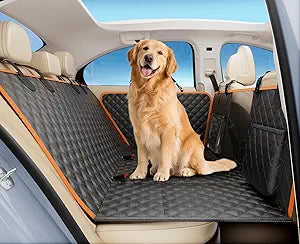 Pecute Dog Car Seat Cover for Back Seat, Back Seat Extender for Dogs 52 * 24.4in, Foldable in The Car, Hard PVC Panels Bottom Support to 330 lbs, for Cars/Mid-Size SUV/Small Truck
