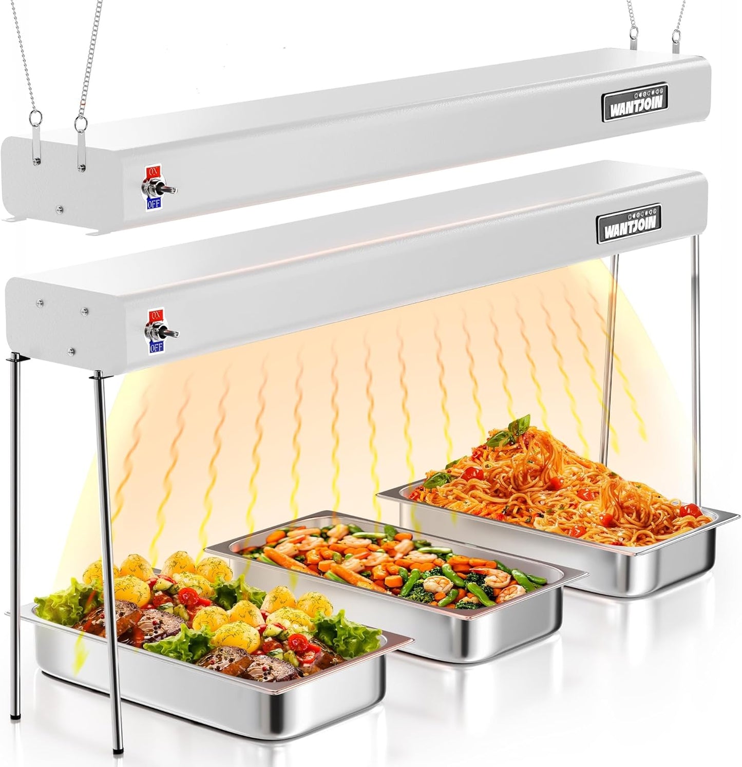 WantJoin French Fry Warmer Commercial - 36 Inch Heat Lamp for Food with Adjustable Chain, Electric Aluminum Hanging & Freestanding Dual-Use Food Warmer for Kitchen, Catering, Restaurant, Buffet