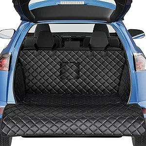 PETICON SUV Cargo Liner for Dogs, PU Leather Waterproof Pet Cargo Cover for SUVs Sedans Vans with Bumper Flap Protector, Scrachproof Non-Slip Large Size Dog Seat Mat Universal Fit