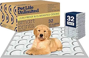 Pet Life Unlimited Smart Prints Extra Extra Large Puppy Pads â€“ 30" x 36", 32 Count (XXL) | Stylish Dog Training Pads with Odor Controlling Wetness-Activated Magnolia Blossom Scent | USA Made