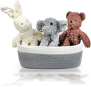Plush Durable Cotton Dog Toys with Coconut Fill for All Pet Breeds, Bear Bunny Elephant (with Basket), One Size