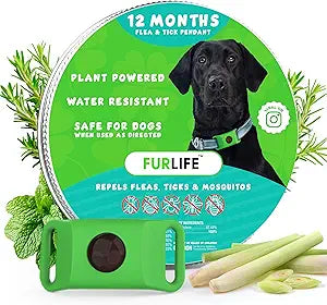 FurLife Green Dog Tag, Flea and Tick Prevention for Dogs - Waterproof Pendant for Collar, Safe for All Breeds