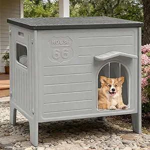 Dog House Outdoor Weatherpoof Plastic Dogs Houses Indoor Waterproof Stray/Pet Dog Shelter Outside for Medium and Small Dogs