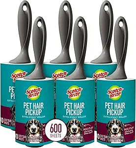 Scotch-Brite Pet Extra Sticky Hair Lint Roller 6 Rollers 600 Sheets
