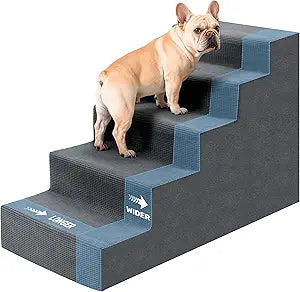 Dog Steps for High Bed, Extra Wide 23" H Dog Stairs for Small Dogs, 5-Tier Pet Stairs with Washable Cover, Non-Slip Pet Steps for Dogs to Get On Bed
