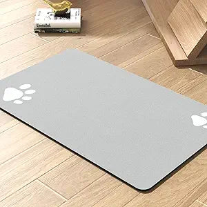 Pet Feeding Mat-Absorbent Dog Mat for Food and Water Bowl-No Stains Quick Dry Water Dispenser Mat-Dog Accessories Pet Supplies-Bowl for Messy Drinkersï¼ˆLIGHTGREY,17"x28"