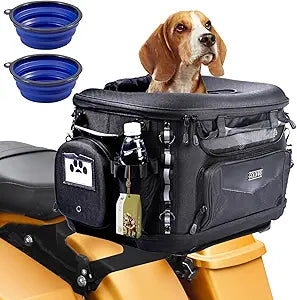 Motorcycle Dog Carrier, Portable Pet Carrier Pet Travel Bag Cat Carrier Bag for Harley Street Glide Road King Touring Trike Can Am with Luggage Rack Passenger Seat Load Capacity 20lb (Black)