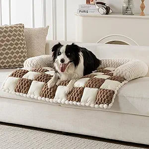 Dog Couch Bed, Thick Flannel Dog Couch Cover Protector, Washable Pet Couch Covers for Sofa, Non-slip Couch Covers for Dogs, Pet Bed Mat for Couch (Brown, L-39.37 x 33.45 inch)