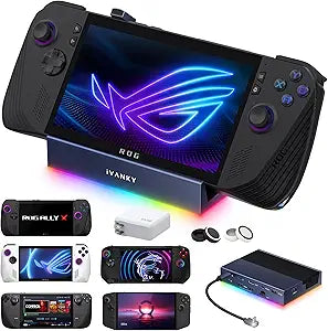 iVANKY 14-in-1 RGB 4K@120Hz Docking Station with 100W PD Charger for Steam Deck OLED/ROG Xbox Ally X/Legion Go, Foldable Dock with HDMI Gigabit Ethernet 10Gbps USB 3.2, SD/TF Slots, 1Gbps Ethernet