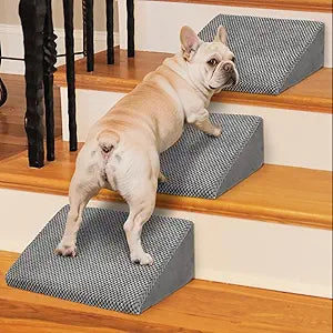 40D Dog Ramp for Stairs Suits for Small Dogs Cats, Pet Steps Stairs for Staircase Stairs with Anti-Slip Bottom and Self-Sticky Pads to Fix Suitable for Dogs Cats Grey(3Pcs, Grey)