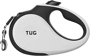 TUG XL 360Â° Tangle-Free Retractable Dog Leash with Anti-Slip Handle | 26 ft Strong Nylon Tape | One-Handed Brake, Pause, Lock (Extra Large, White)