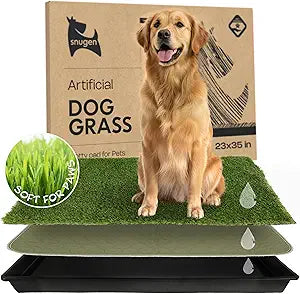 Dog Grass Pad with Tray 23â€x35â€ â€“ Artificial Grass Pad for Dogs Potty with Pee Pads Washable & Puppy Porch Potty Tray â€“ Dog Litter Box Indoor & Outdoor with Pet Turf for Puppy Toilet Training