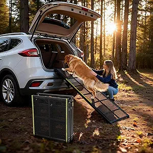 Dog Ramp for Car, 74" X 20"Outdoor Portable Dog Ramps for Truck, SUV, with Non-Slip Surface,Support Up to 250LBS,Pet Ramp for Medium & Large Dogs
