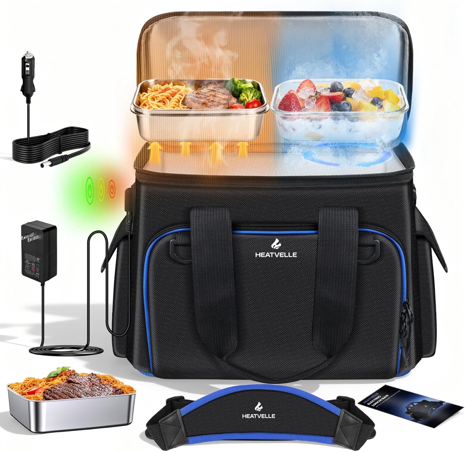 Insulated Lunch Bag, Electric Heated Casserole Carrier for Hot or Cold Food, Portable Food Delivery Cooler Bag keep Food Warm for Travel/Catering/Car/Shopping