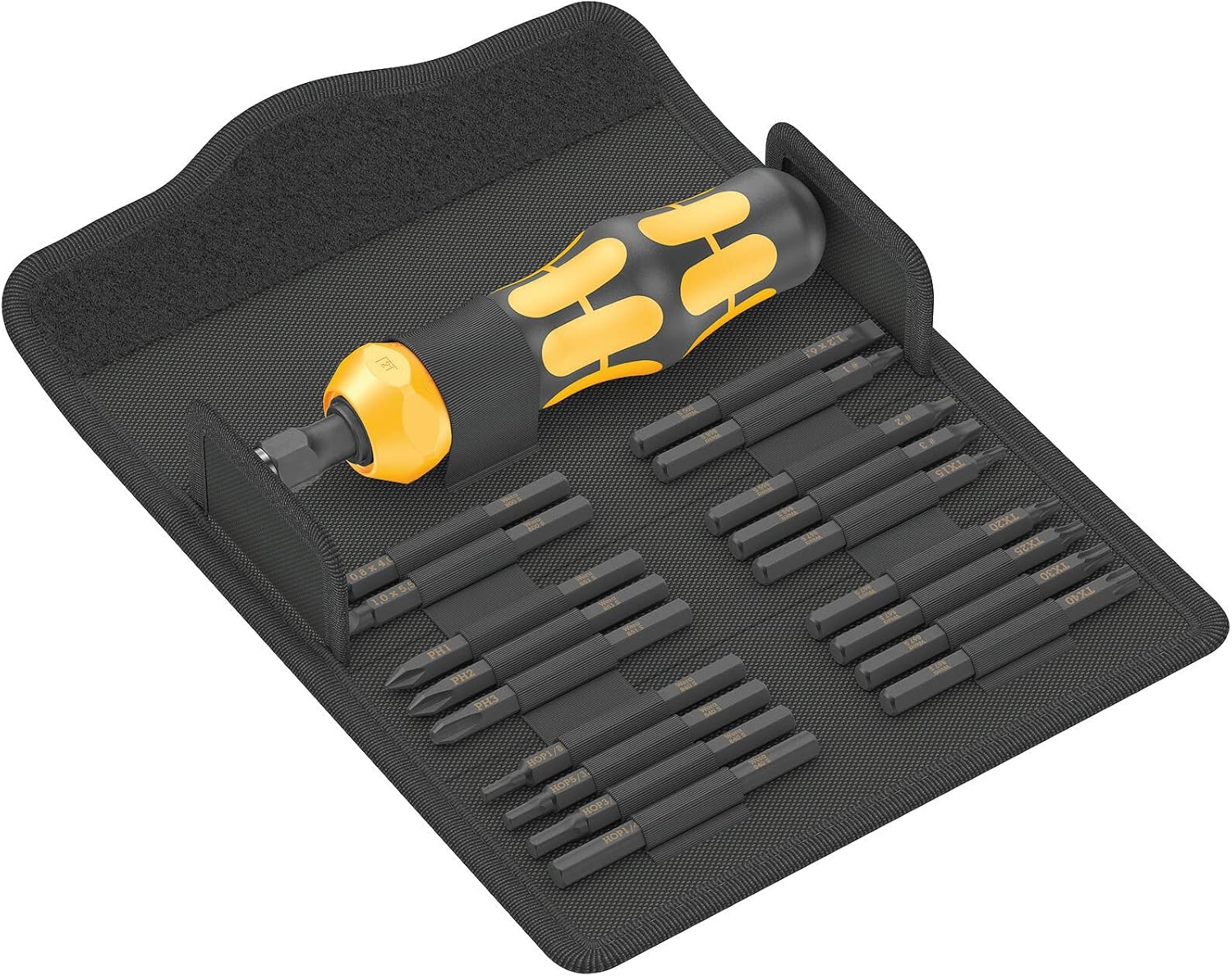 Wera 05018111001 Kraftform Kompakt 900 Imperial Set 1, Impact Screwdriver Set, 19 Pieces, Black Yellow