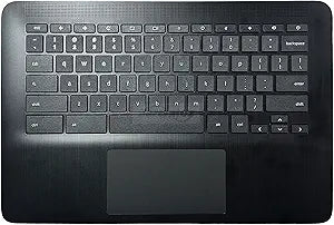 Laptop Palmrest Upper Case Top Cover with US Non-Backlit Keyboard and Touchpad Assembly Replacement C Cover for HP Chromebook 14 G7 TPN-Q255 M47207-001 - Black