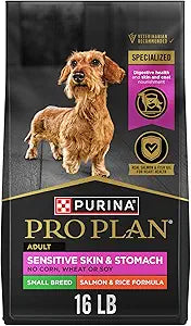 Purina Pro Plan Sensitive Skin and Stomach Dog Food Small Breed, Adult Salmon & Rice Formula - 16 lb. Bag