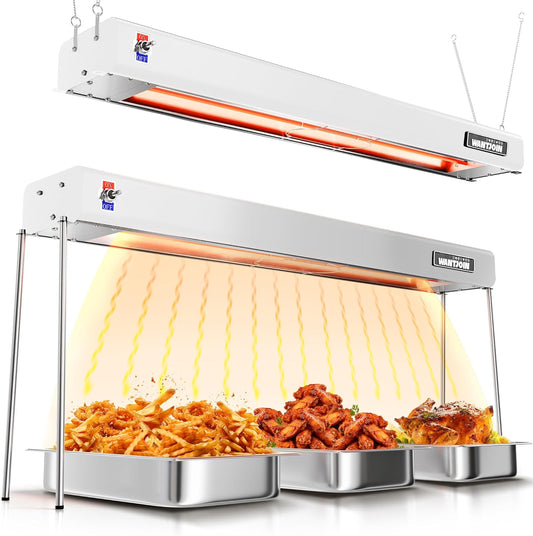 WantJoin Food Heat Lamp - 35 Inch 750W Commercial Food Warmer Lamp Strip, Electric Aluminum Hanging & Freestanding Dual-Use for Kitchen, Catering, Restaurant, Buffet