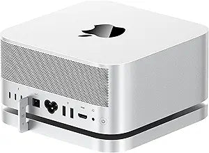 Mac Studio Dock, Beelink Mate Studio 80Gbps Hub, Dual PCIex2 SSD Slots, Max 16TB Expansion, 80Gbps USB-C Port, PD3.0 Port, Allumium Shell - Frost Silver